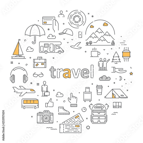 Vector line concept for travel and tourism