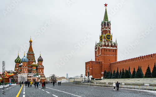 Snowy Red Square, Moscow, Russia
