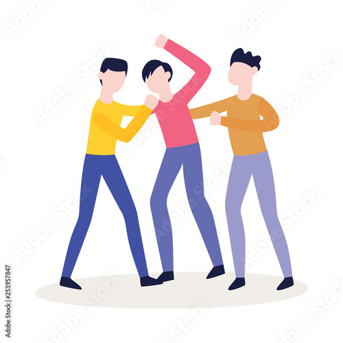 Vector flat angry men fighting with aggression
