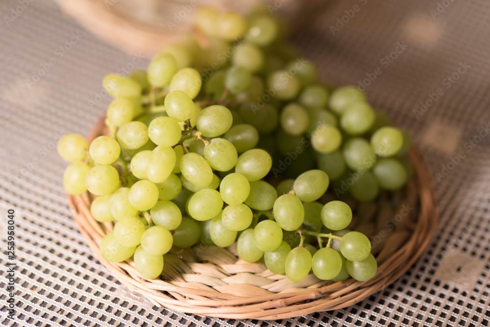 Image of Green Grapes on Wooden Stand (2019) Background Image of Green Grapes on Wooden Stand (2019) Background