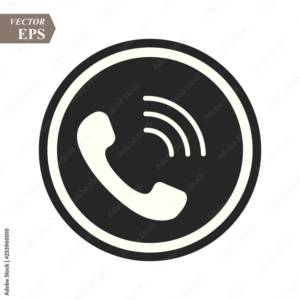 Phone icon in trendy flat style isolated on grey background. Handset icon with waves. Telephone symbol for your design, logo, UI. Vector illustration, EPS10. Phone icon in trendy flat style isolated on grey background. Handset icon with waves. Telephone symbol for your design, logo, UI. Vector illustration, EPS10.