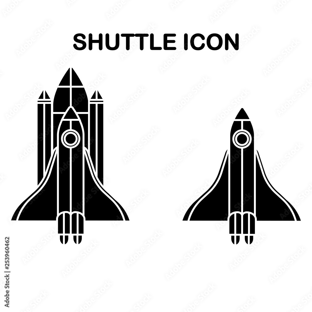 Rocket, shuttle, space ship icon isolated on white background. Solar system explorer. Science, education concept. Spaceship launch to the stars. Vector flat cartoon design. Rocket, shuttle, space ship icon isolated on white background. Solar system explorer. Science, education concept. Spaceship launch to the stars. Vector flat cartoon design.
