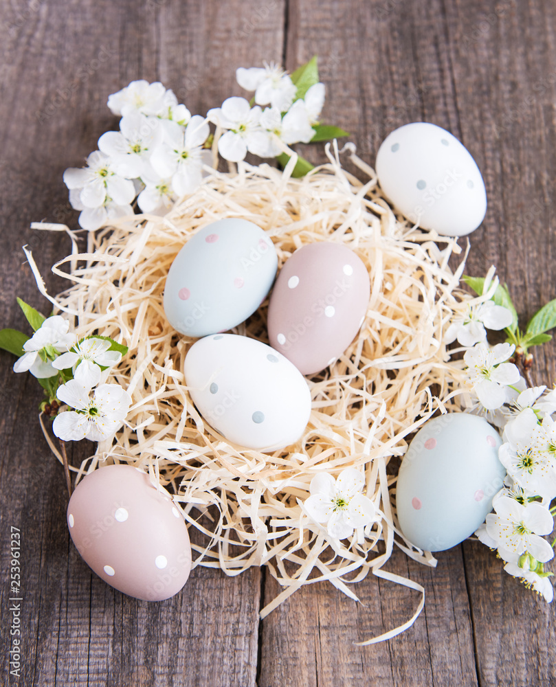 Nest with easter eggs