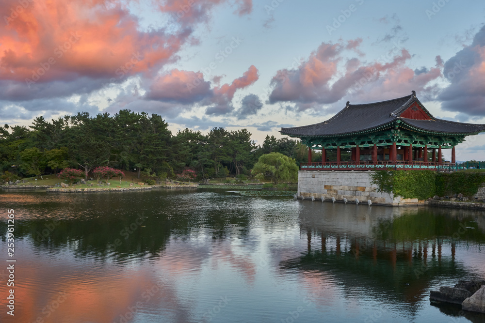 Anapji pond at sunset, Gyeongju, South Korea