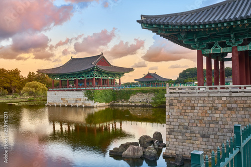 Anapji pond at sunset, Gyeongju, South Korea