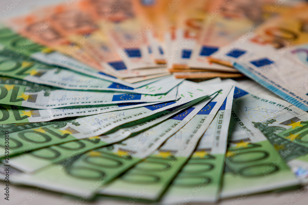 Euro currency money cash money, used euro bills Euro currency money cash money, used euro bills
