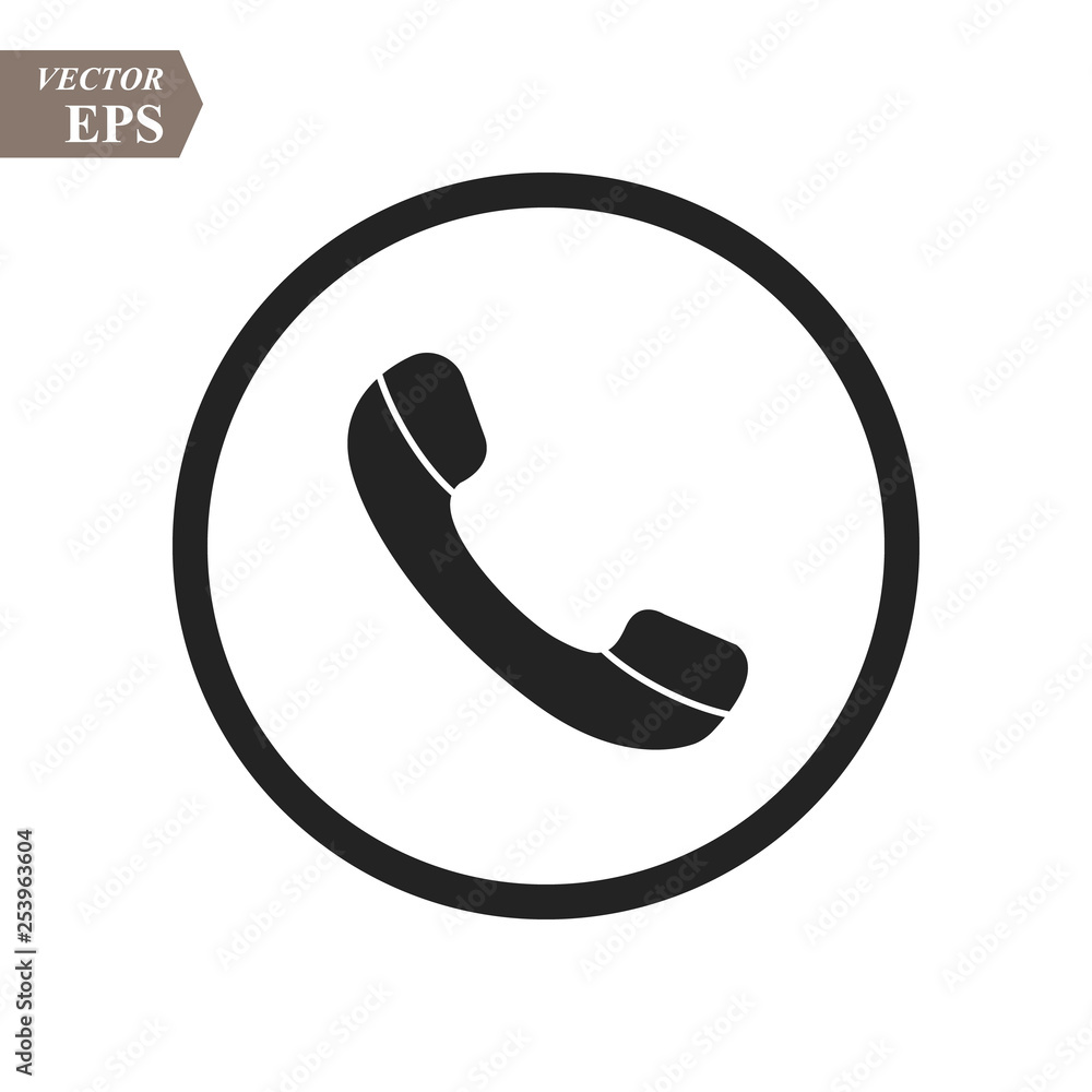 Phone icon in trendy flat style isolated on grey background. Handset icon with waves. Telephone symbol for your design, logo, UI. Vector illustration, EPS 10. Phone icon in trendy flat style isolated on grey background. Handset icon with waves. Telephone symbol for your design, logo, UI. Vector illustration, EPS 10.