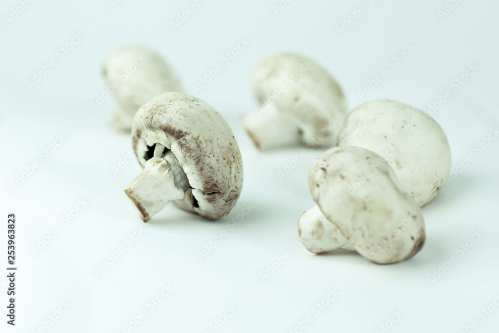 Fototapeta premium Fresh brown champignon mushrooms isolated on white background