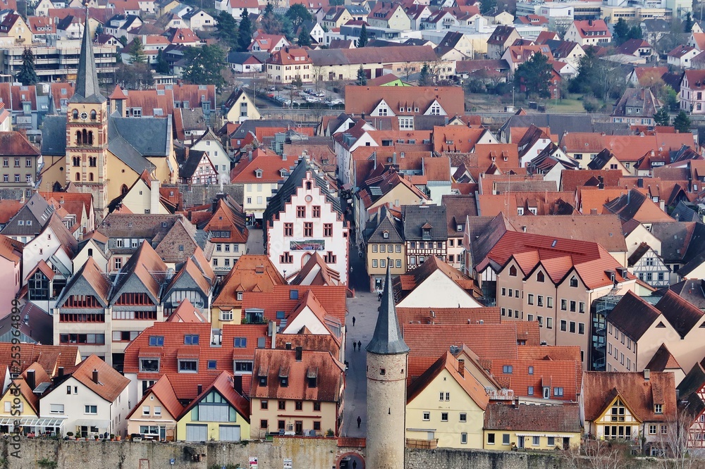 Karlstadt am Main, Altstadt, Blick von der Karlsburg