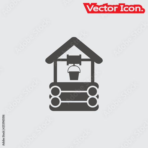 Water well icon isolated sign symbol and flat style for app, web and digital design. Vector illustration.