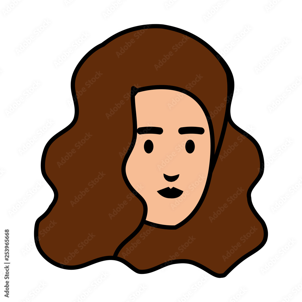 beautiful and young woman head character beautiful and young woman head character