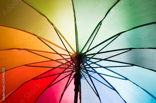 Abstract background from the texture of a multicolored spectrum rainbow umbrella