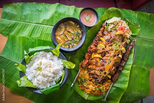 Pilipino boodle fight, bbq and beef