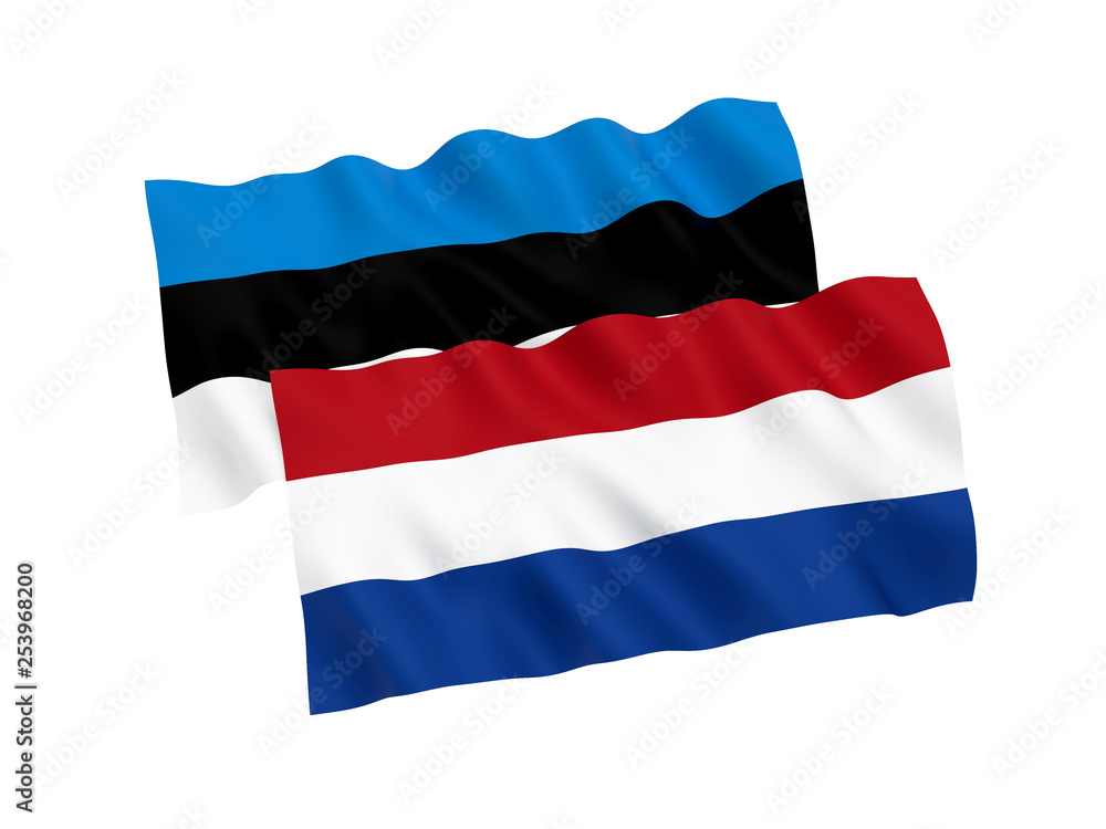 Flags of Estonia and Netherlands on a white background Flags of Estonia and Netherlands on a white background