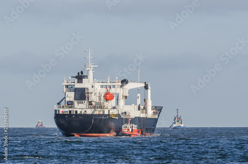 A REFRIGERATED VESSEL AT SEA -  Cargo ship on the waterway
