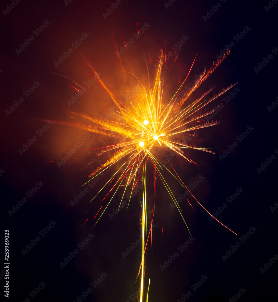 Fireworks in the sky at night as a background