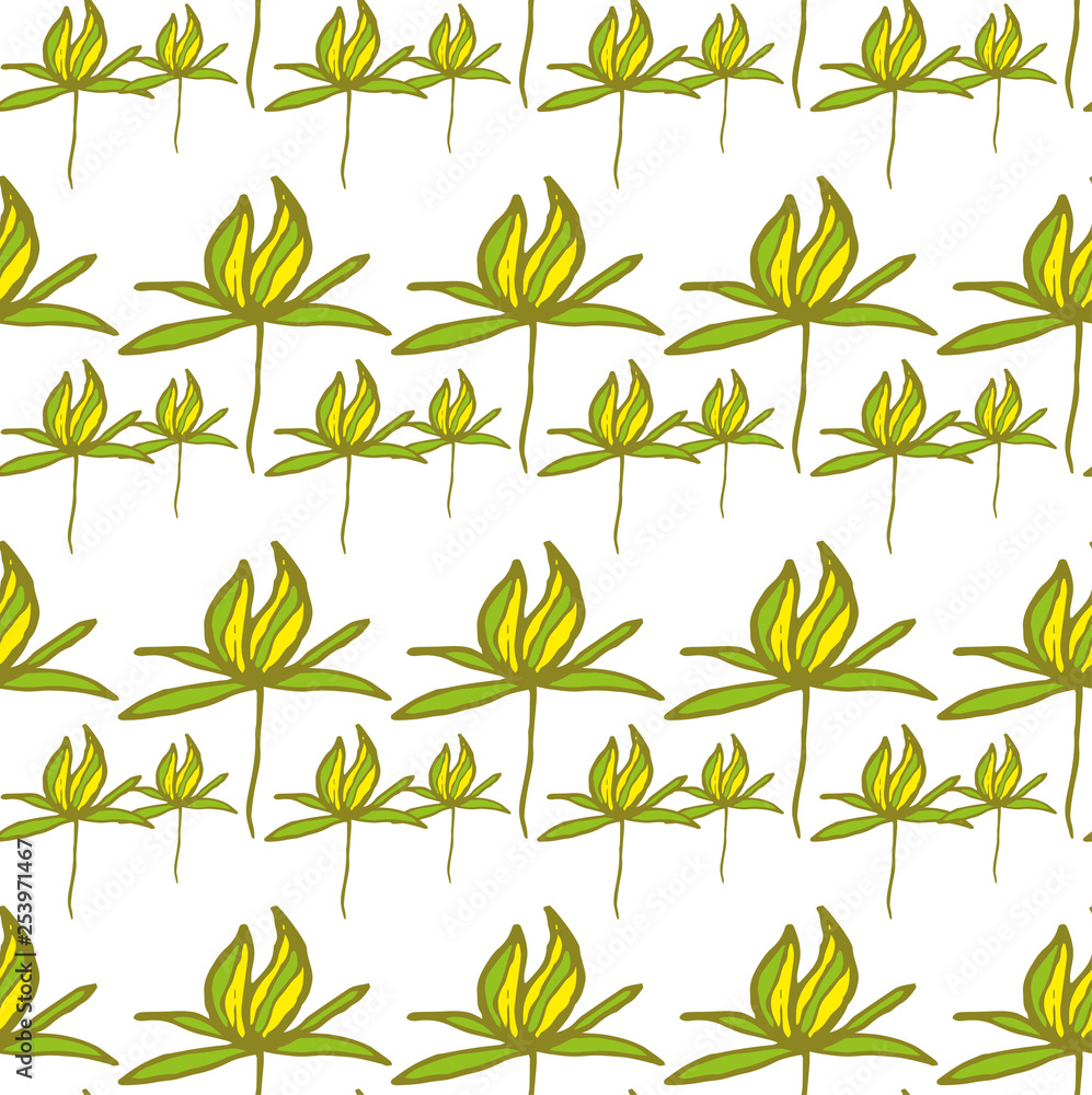 flower green with yellow gentle abstract pattern