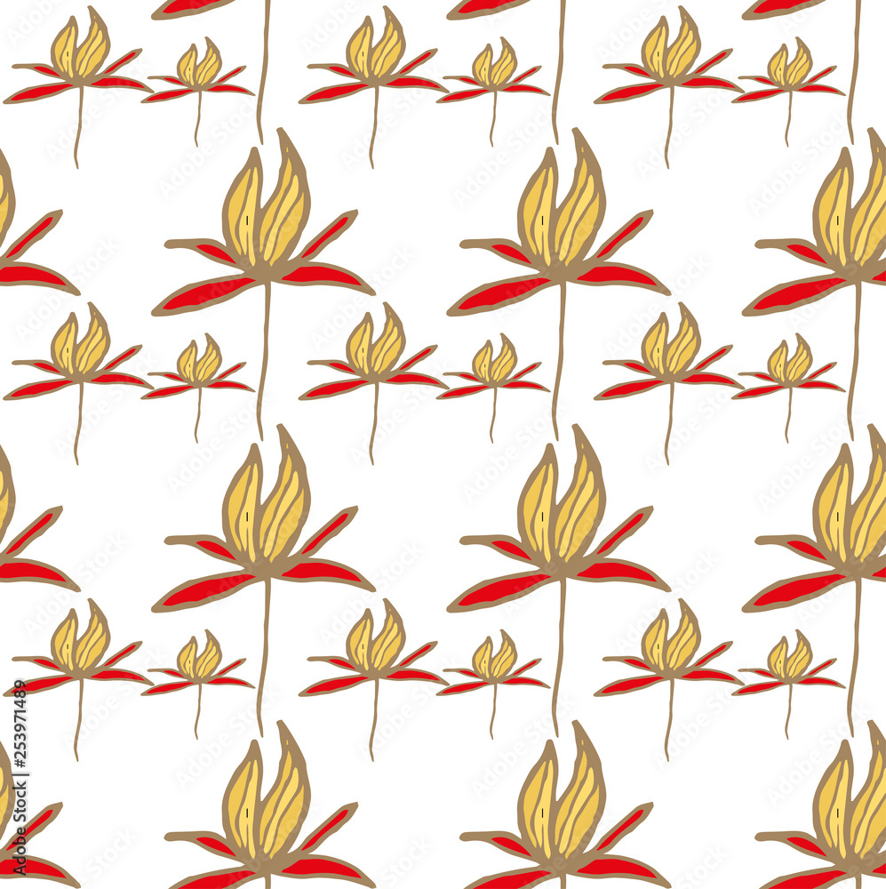 flower red with yellow gentle abstract pattern