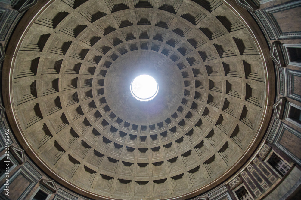 Roma, Italy - November, 2018: The Pantheon, Pantheum, or Phanteon, is a building of ancient Rome in the Pigna district in the historic center, a temple dedicated to all gods and deitie