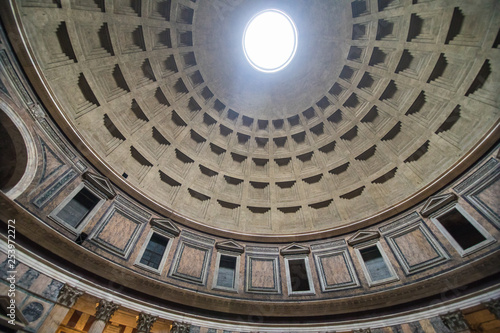 Roma, Italy - November, 2018: The Pantheon, Pantheum, or Phanteon, is a building of ancient Rome in the Pigna district in the historic center, a temple dedicated to all gods and deitie