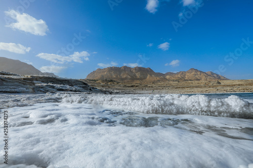 Salty Pieces on the Coastline of the Dead Sea, Israel