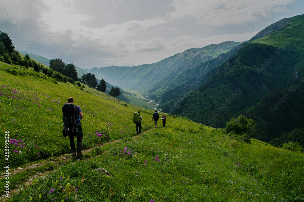 Hiking in the green mountains of Georgia