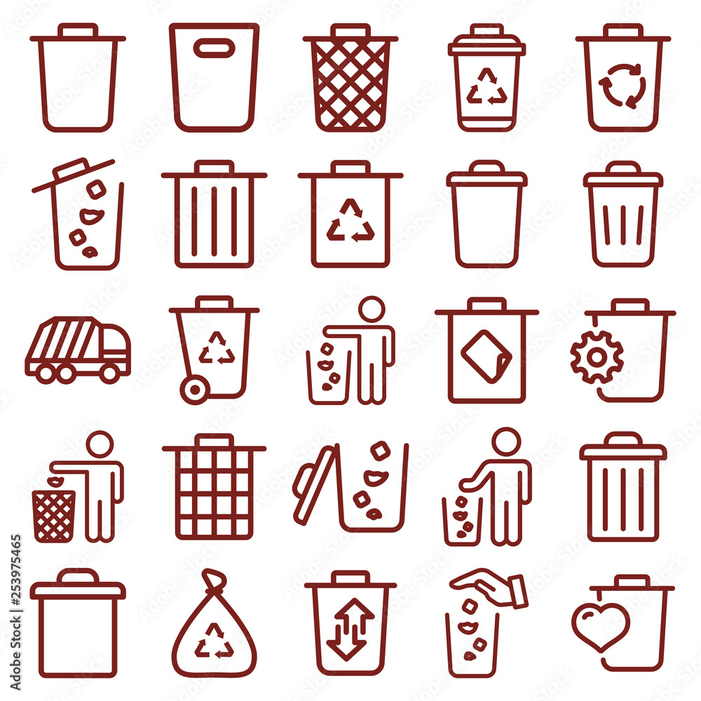 trash bin - minimal thin line web icon set. simple vector illustration outline. concept for infographic, website or app. trash bin - minimal thin line web icon set. simple vector illustration outline. concept for infographic, website or app.