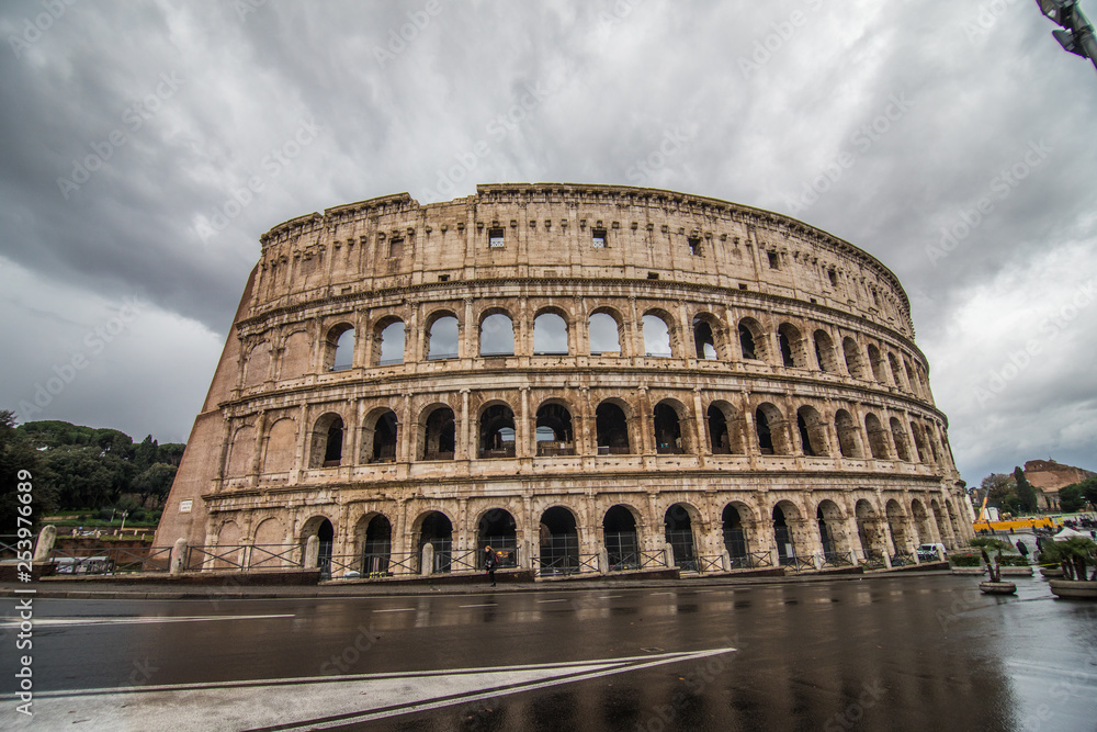 Rome, Italy - November, 2018: The Colosseum world famous landmark in Rome.