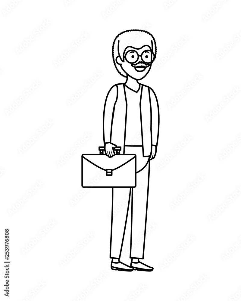 old man with portfolio character old man with portfolio character