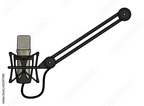 Vector illustration of a microphone mounted on a boom arm