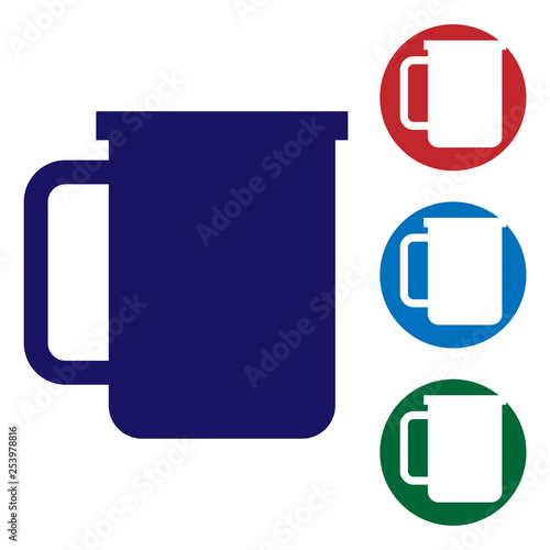 Blue Coffee cup flat icon isolated on white background. Tea cup. Hot drink coffee. Vector Illustration