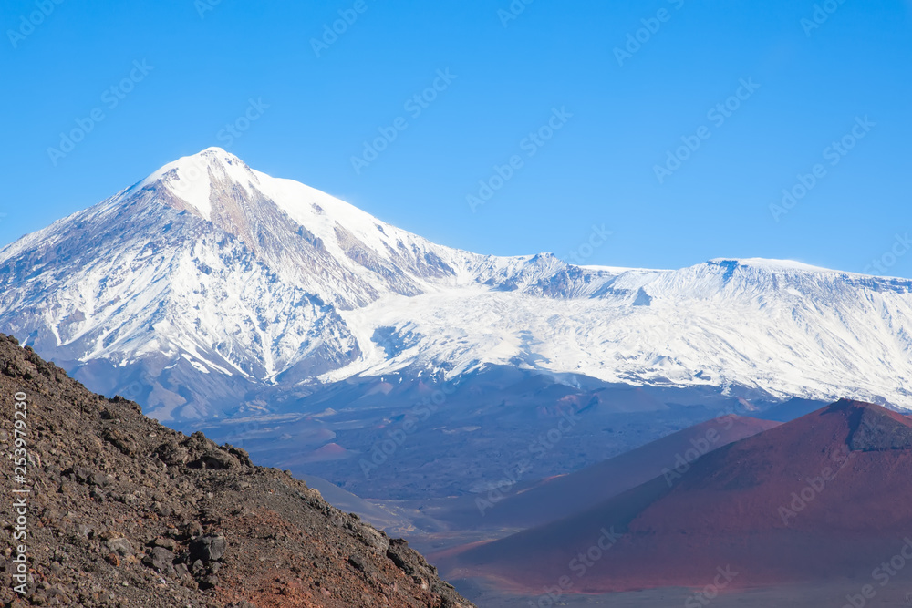 crater of a volcano.  peak of Tolbachik volcano at day. Kamchatka. Russia
