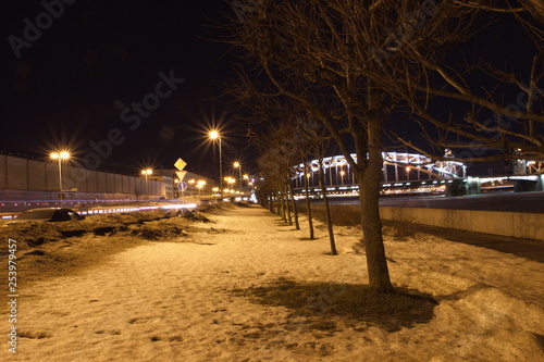 Photography Bolsheokhtinsky bridge in winter
