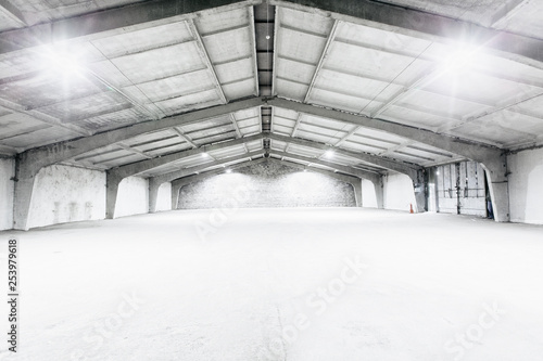 Interior of empty warehouse.