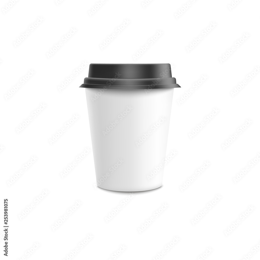 Coffee to go mockup vector illustration - white blank paper or plastic cup with black lid. Coffee to go mockup vector illustration - white blank paper or plastic cup with black lid.