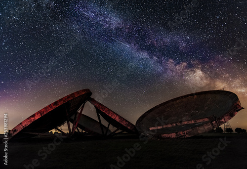 Parabolic dishes at night