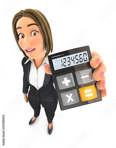 Wallpaper Mural 3d business woman holding calculator Torontodigital.ca