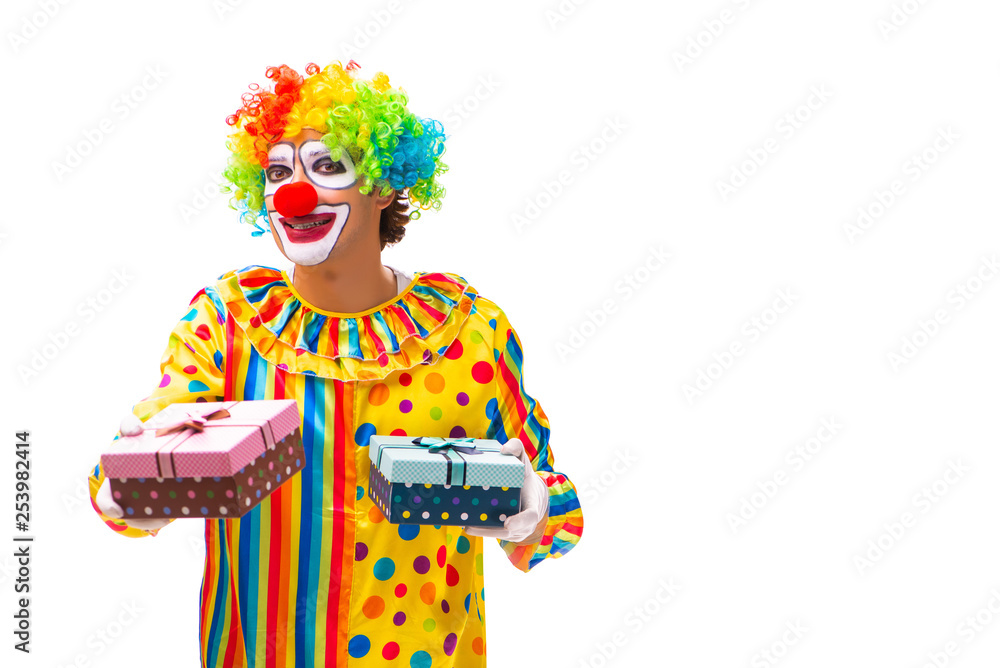 Male clown isolated on white Male clown isolated on white
