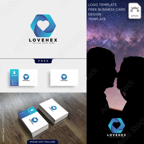 dating love hexagon gradient logo template vector illustration icon element isolated