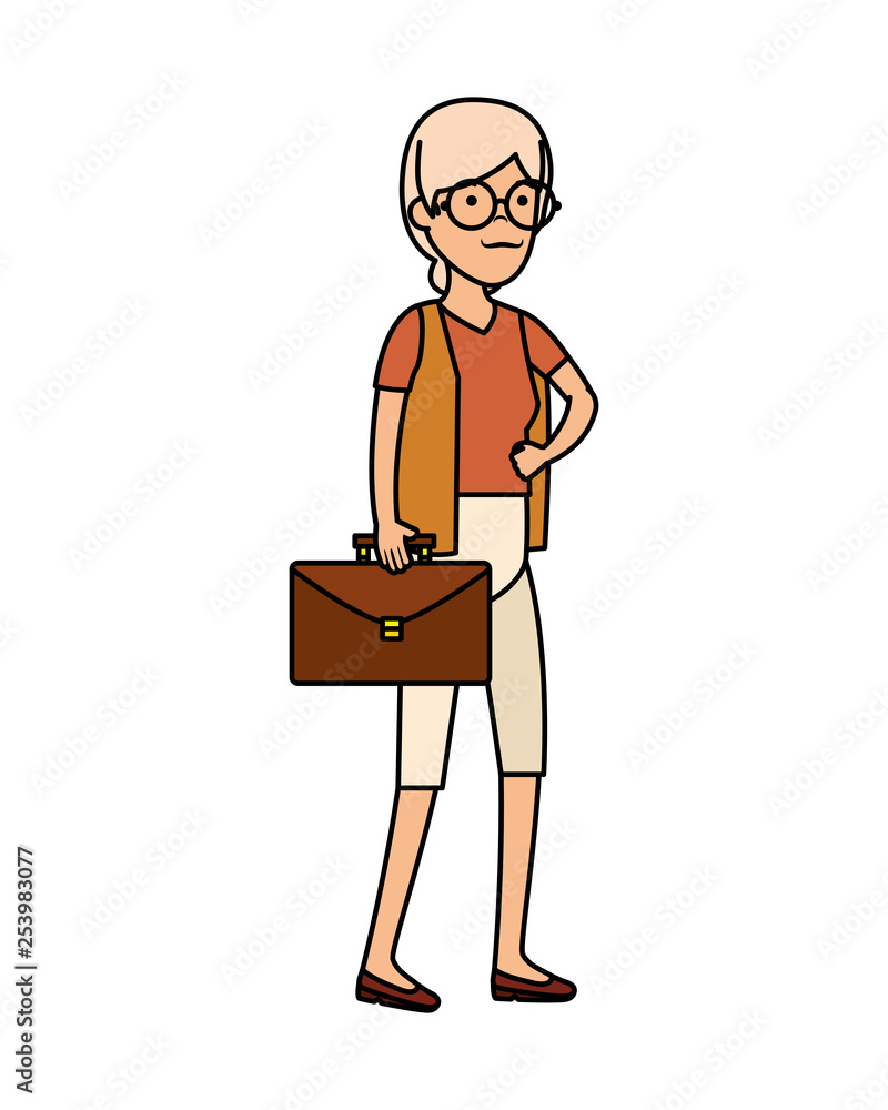 old woman with portfolio character