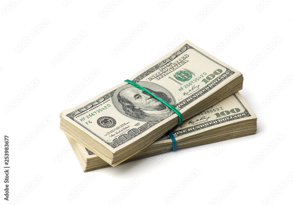 American dollars on white background American dollars on white background