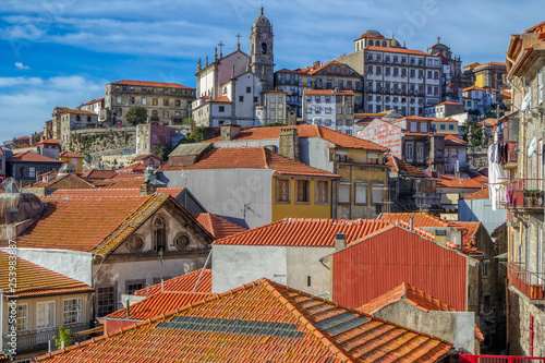 Cityscape of old Porto with red roofs, Portugal