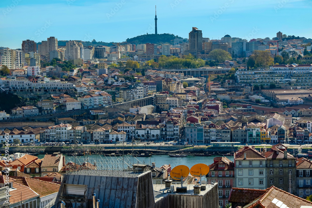 View from the Victoria Panorama (Miradouro da Vitoria) on Porto and Vila Nova de Gaia, Portugal