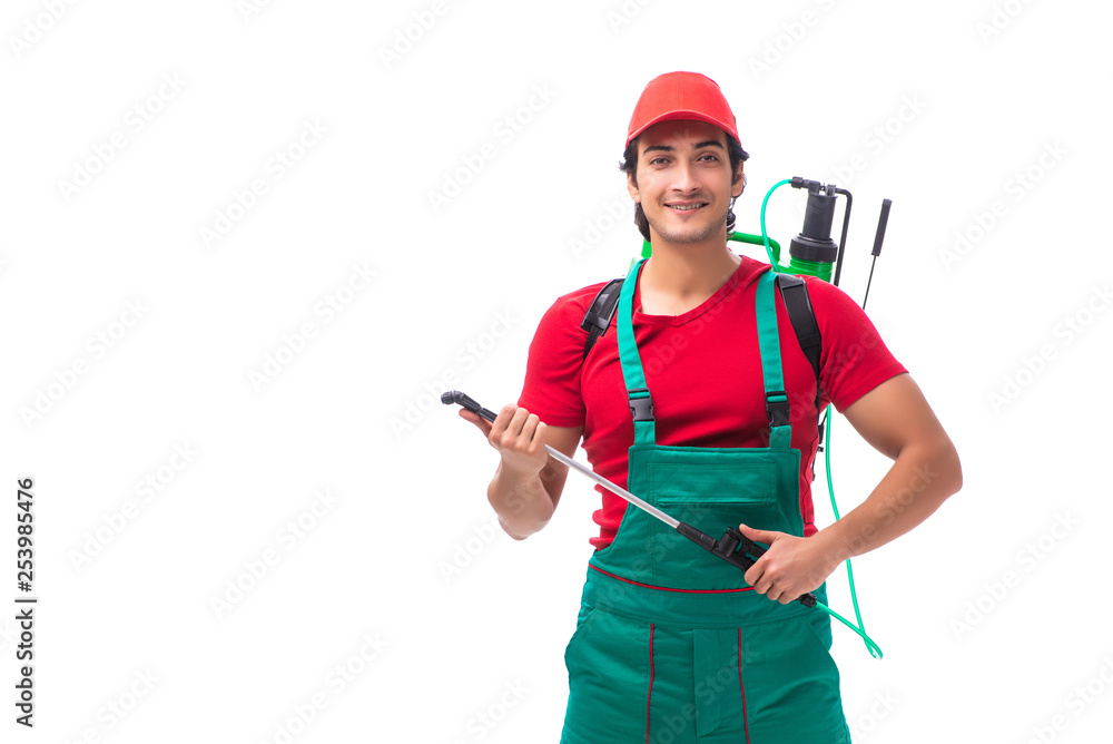Pest control contractor isolated on white background Pest control contractor isolated on white background