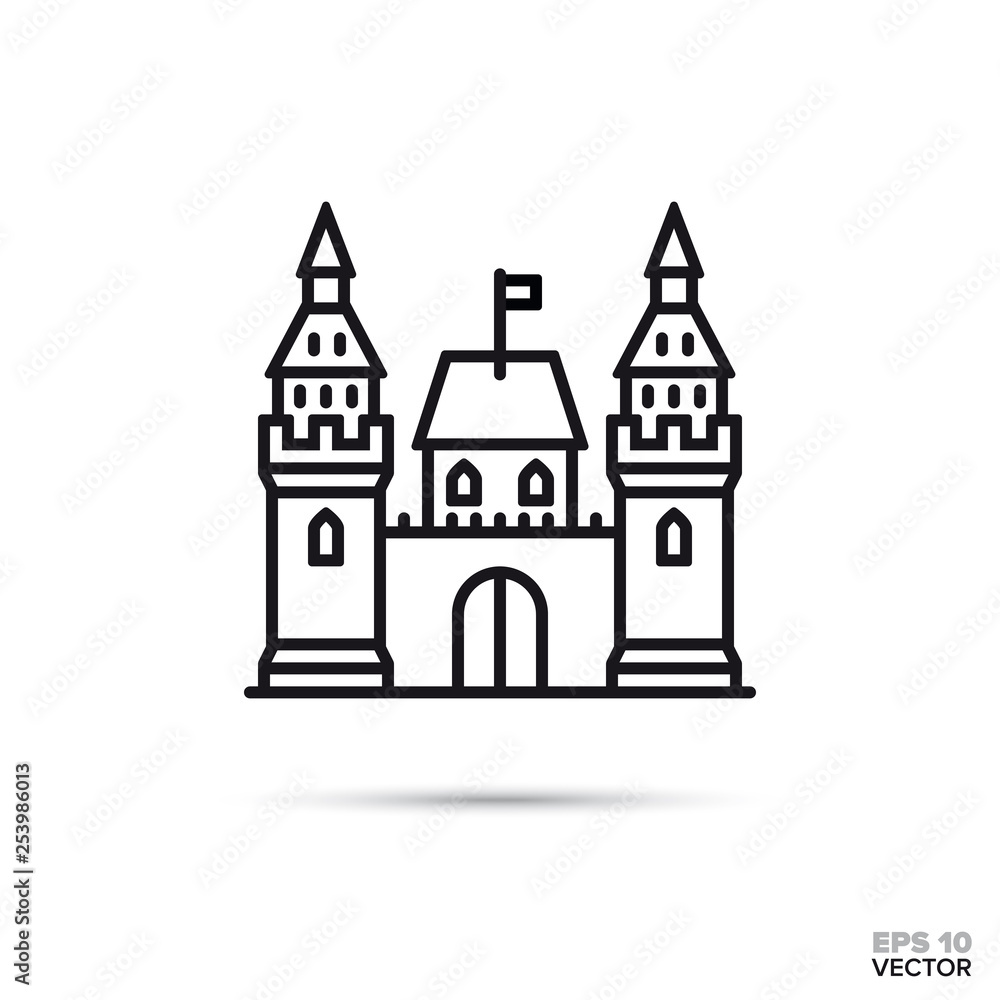 fantasy castle vector line icon