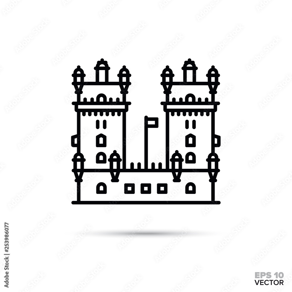 Obraz premium fantasy castle vector line icon