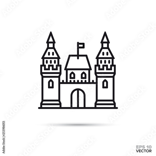 fantasy castle vector line icon