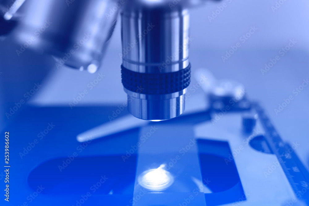 Laboratory microscope for scientific research. Microscope is used for conducting planned, research experiments, educational demonstrations in medical and clinical laboratories. Laboratory microscope for scientific research. Microscope is used for conducting planned, research experiments, educational demonstrations in medical and clinical laboratories.