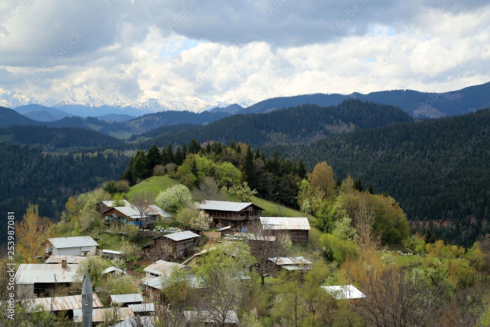 Obraz premium landscape village nature artvin savsat