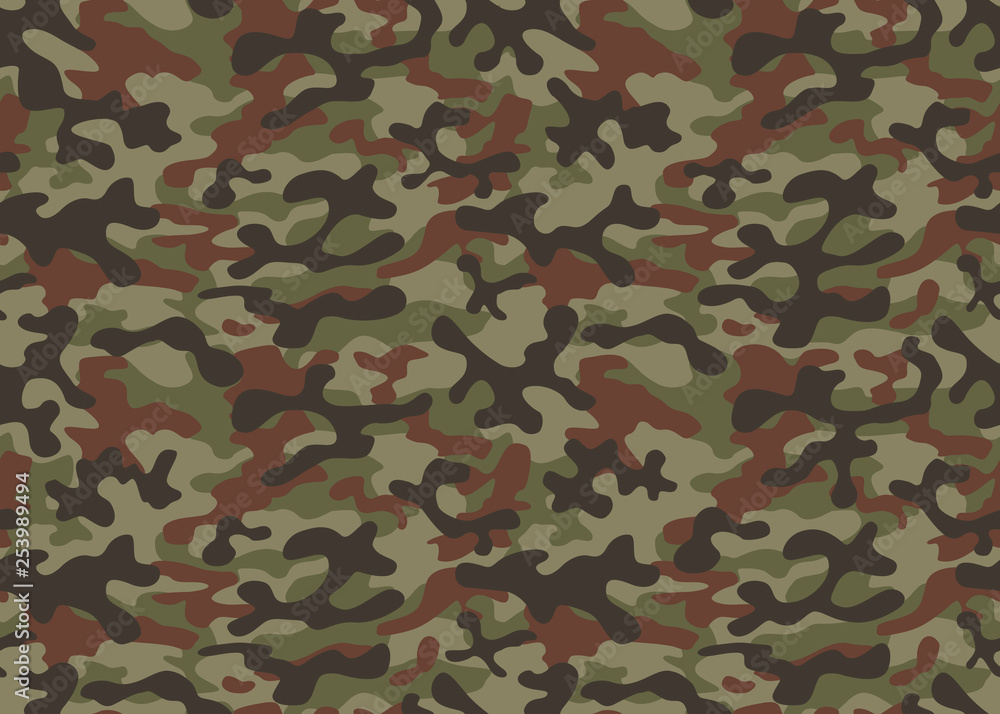 Camouflage seamless pattern. Trendy style camo, repeat print. Vector  illustration. Khaki texture, military army green hunting Stock Vector |  Adobe Stock